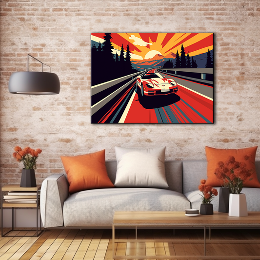 Sunset Drive - Framed Canvas