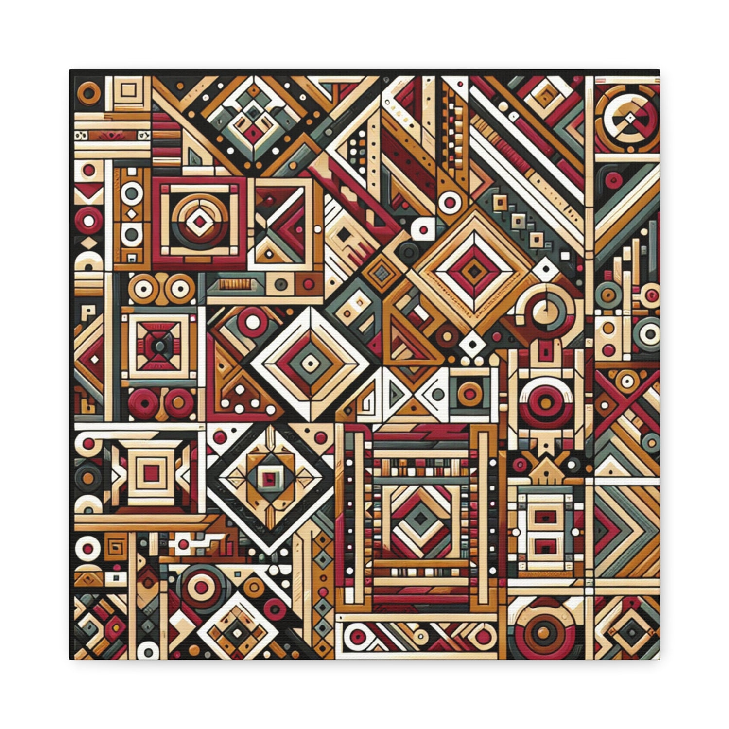 "Native Geometry" - Framed Canvas Print Colourful Wall Art