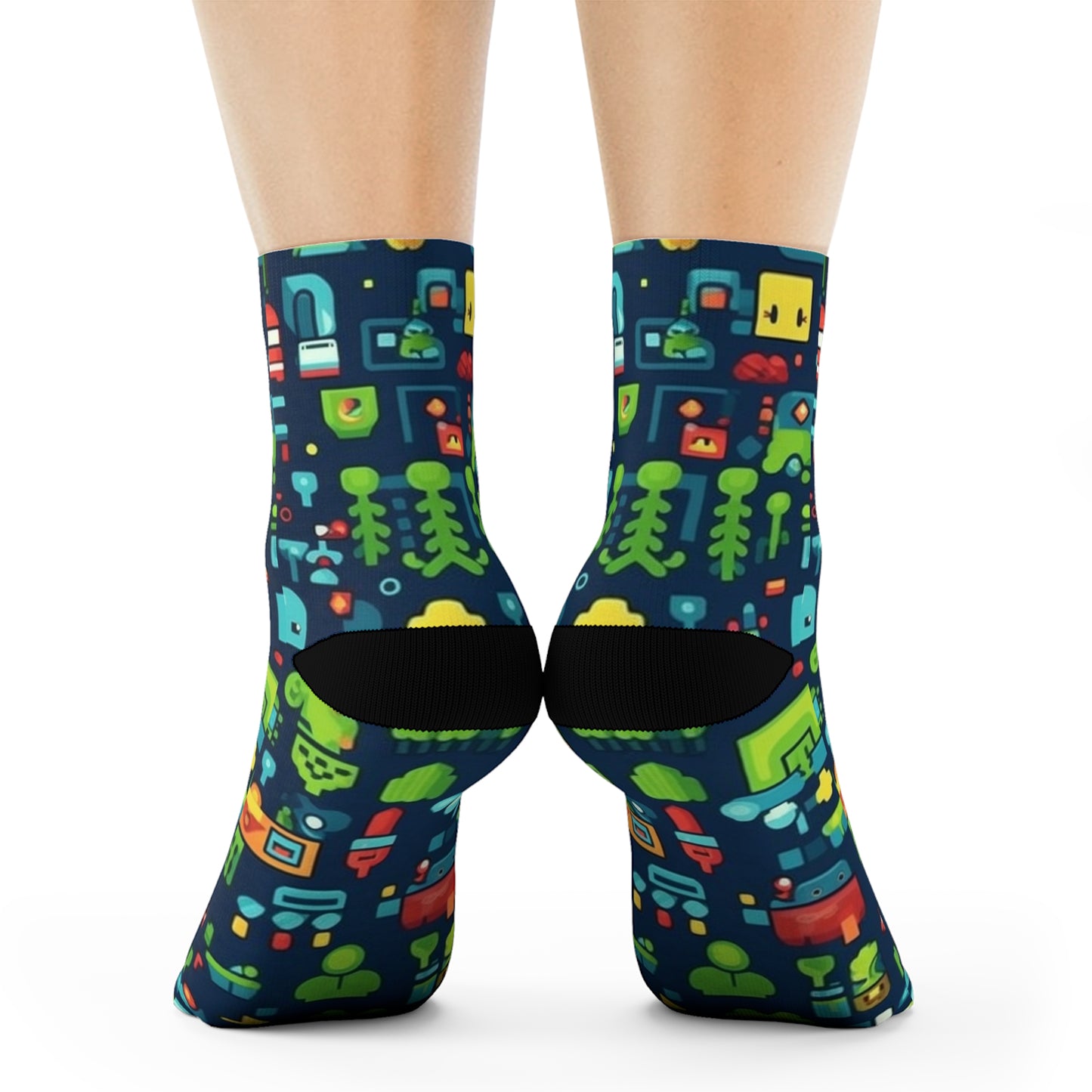 "Emoji Explosion: Trendy Crew Socks with Adorable Pattern Designs for Emoticon Lovers!" - Men and Women Crew Socks Combed Athletic Sports Casual Classic