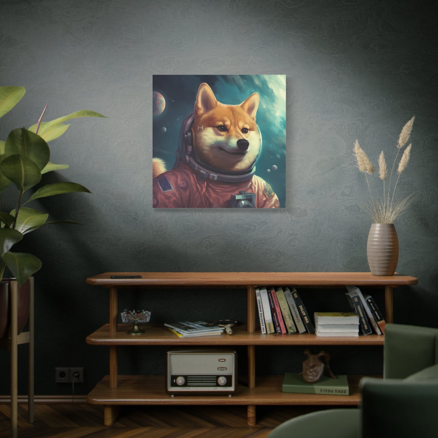 "Space Pet Art" - Framed Canvas Print Colourful Wall Art