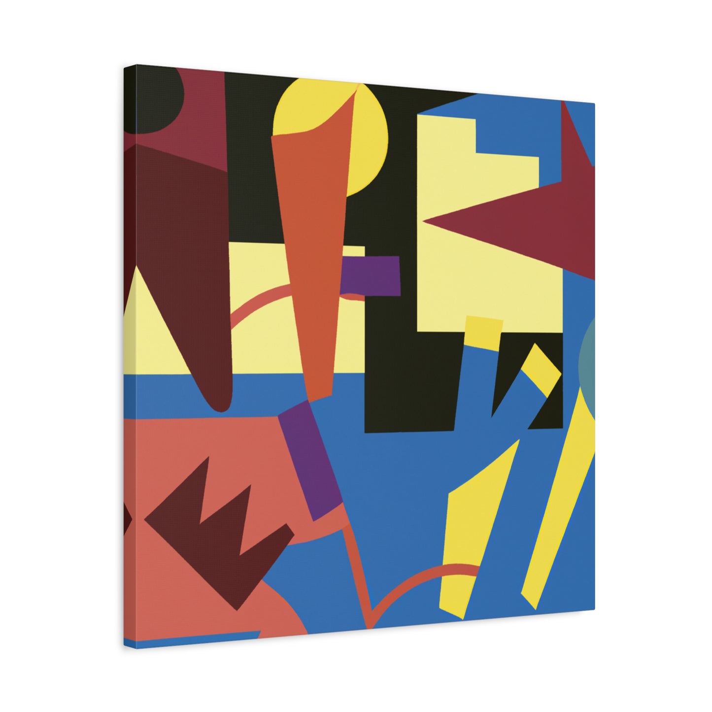 "Kandinsky's Geometry" - Framed Canvas Print Colourful Wall Art