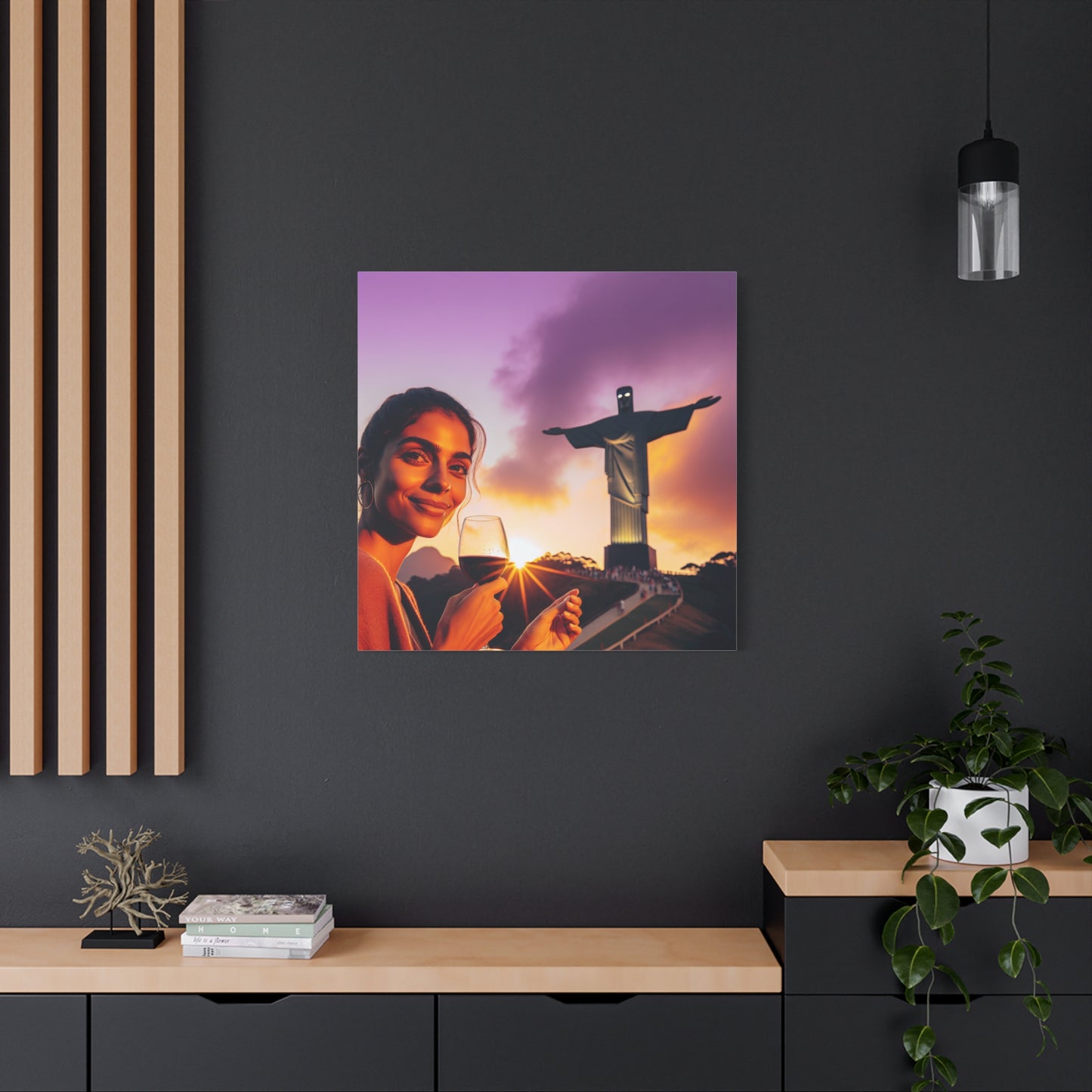 "Brasileira Sunset Serenity" - Framed Canvas Print Colourful Wall Art