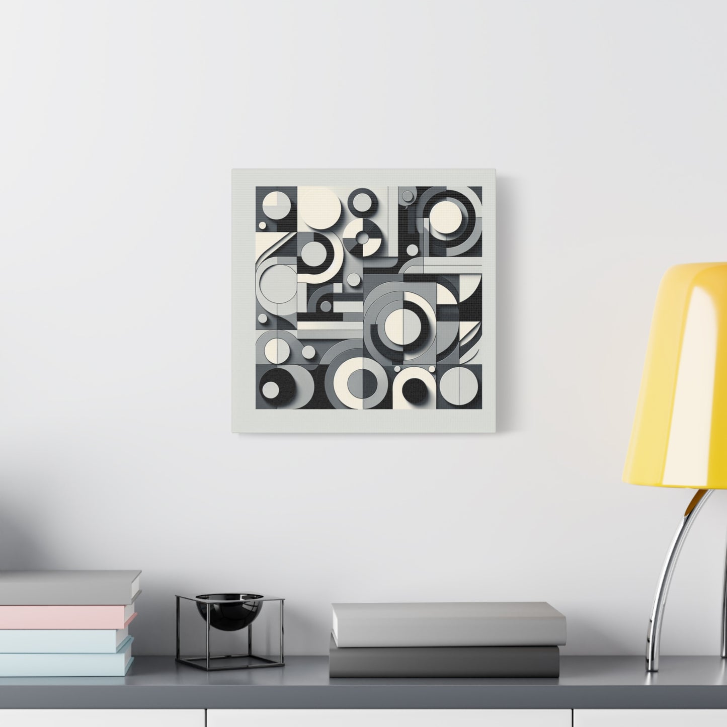 "Gray Geometry Art" - Framed Canvas Print Colourful Wall Art