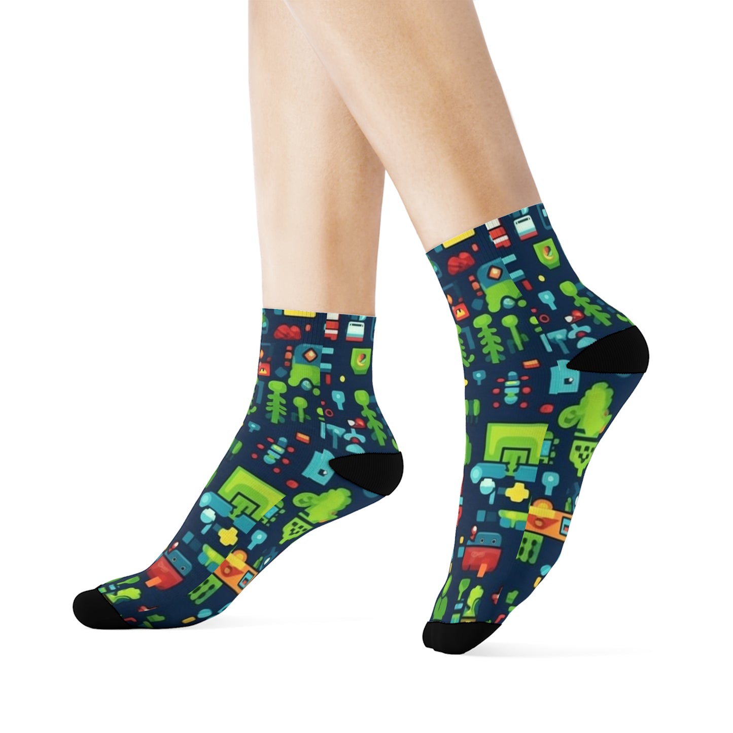 "Emoji Explosion: Trendy Crew Socks with Adorable Pattern Designs for Emoticon Lovers!" - Men and Women Crew Socks Combed Athletic Sports Casual Classic