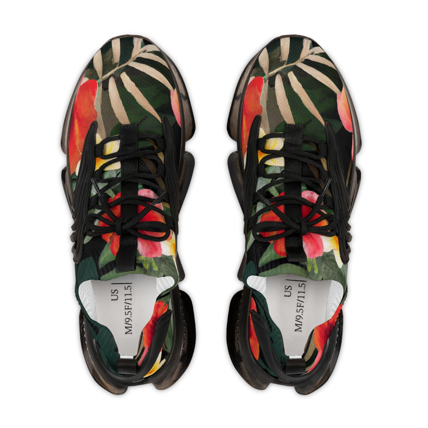 "Island Escape: Tropical Palm and Floral Print Sneakers - Embrace the Exotic". - Shoes Athletic Tennis Sneakers Sports Walking Shoes