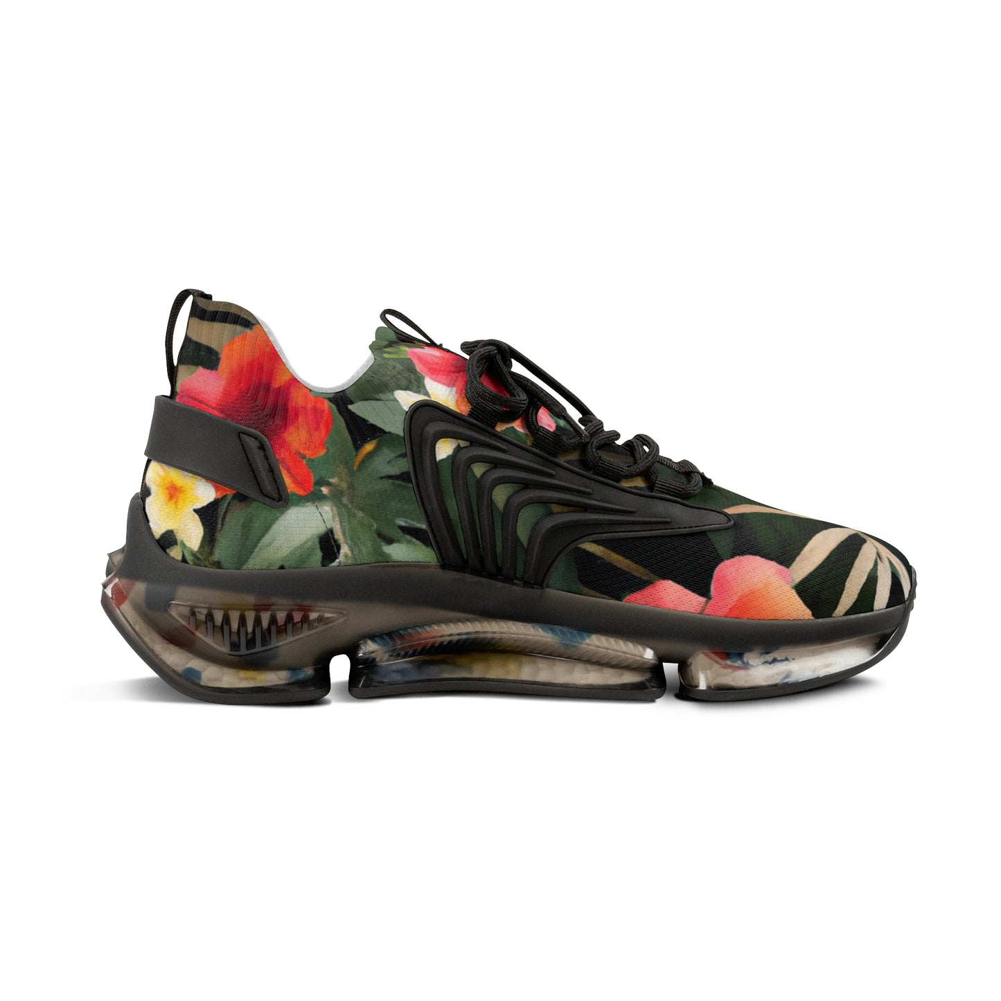 "Island Escape: Tropical Palm and Floral Print Sneakers - Embrace the Exotic". - Shoes Athletic Tennis Sneakers Sports Walking Shoes