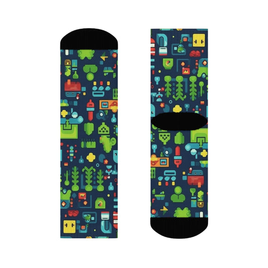 "Emoji Explosion: Trendy Crew Socks with Adorable Pattern Designs for Emoticon Lovers!" - Men and Women Crew Socks Combed Athletic Sports Casual Classic