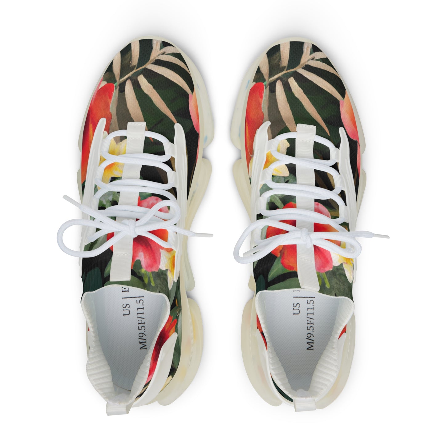 "Island Escape: Tropical Palm and Floral Print Sneakers - Embrace the Exotic". - Shoes Athletic Tennis Sneakers Sports Walking Shoes