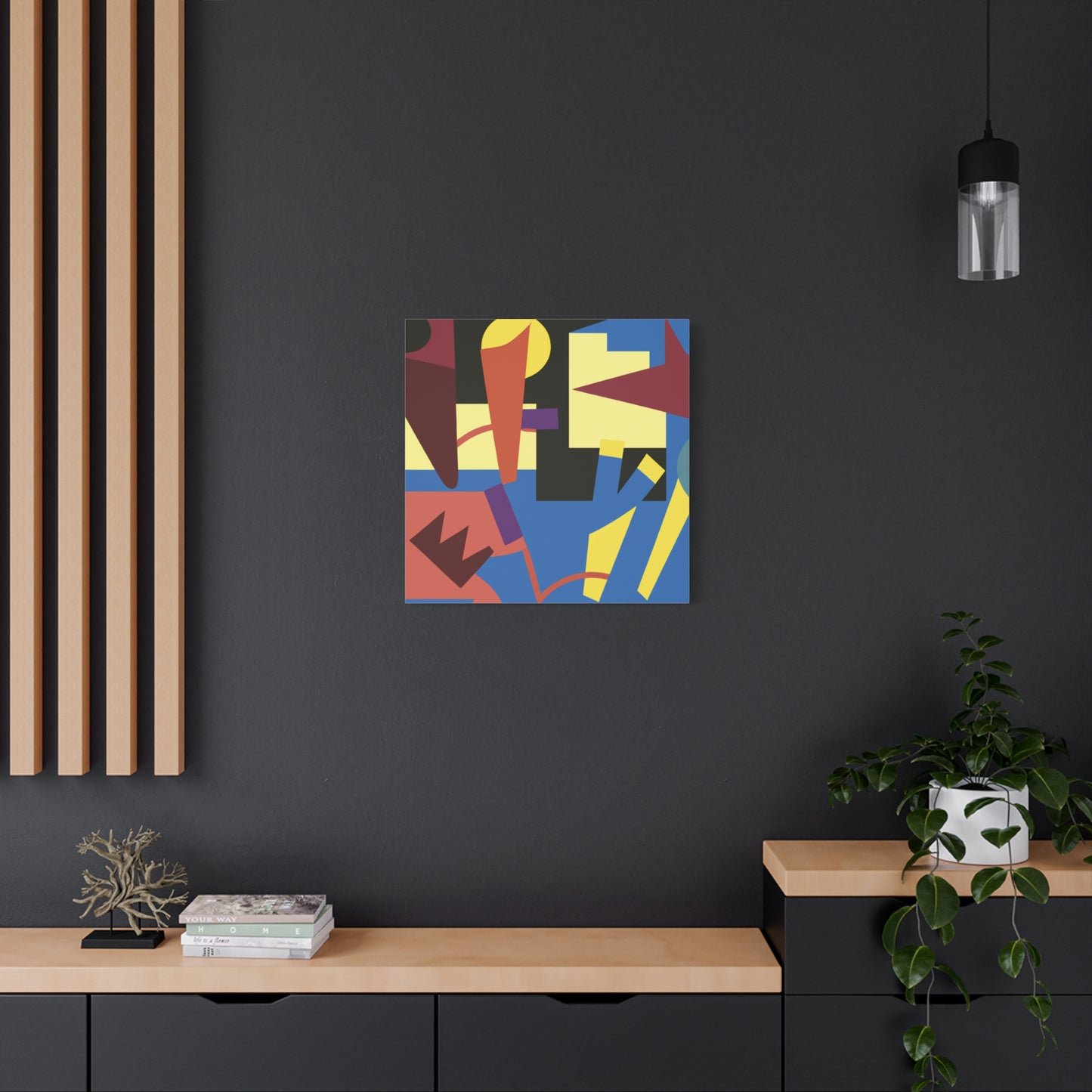 "Kandinsky's Geometry" - Framed Canvas Print Colourful Wall Art