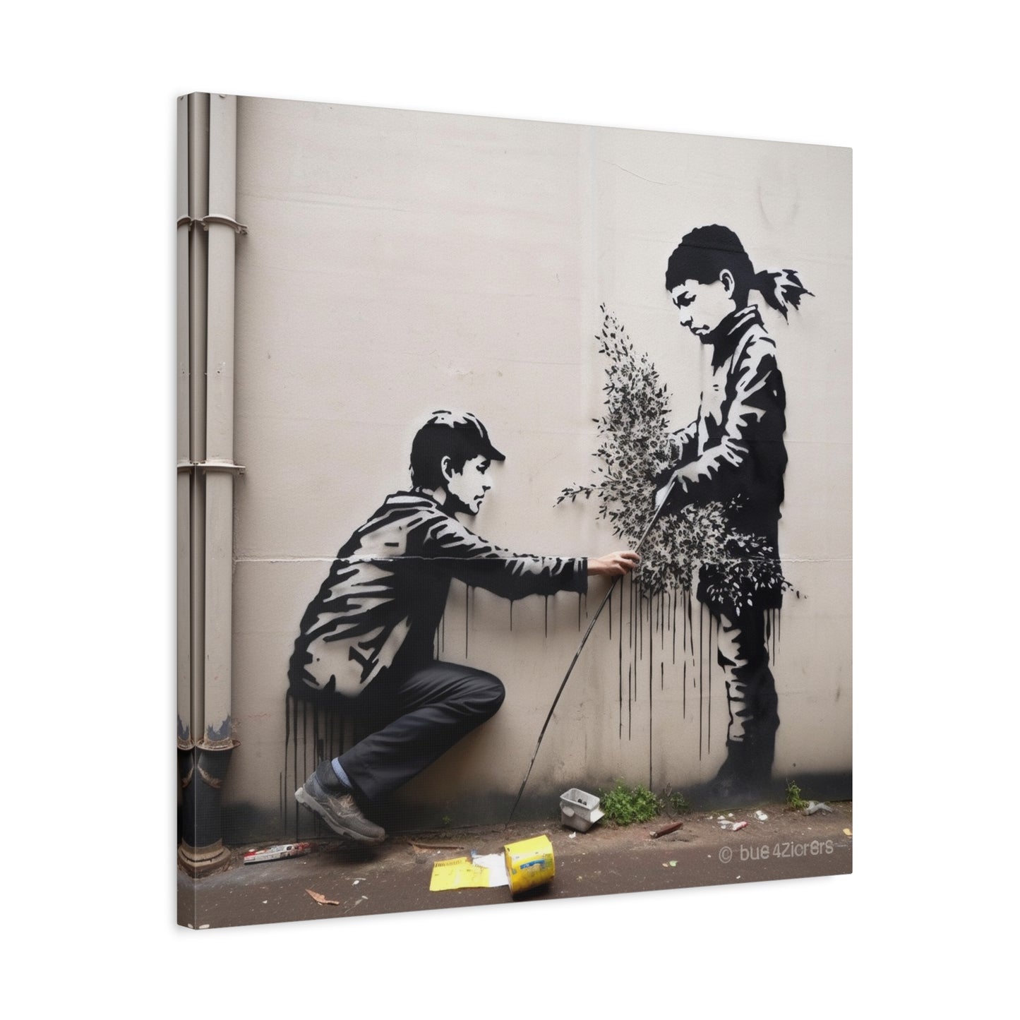 "TechnoGraffiti" - Framed Canvas Print Colourful Wall Art