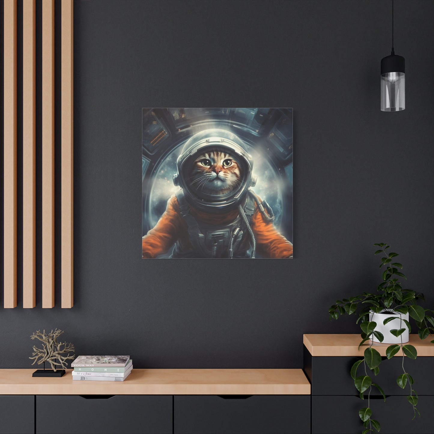 "Pawsome Space Art" - Framed Canvas Print Colourful Wall Art