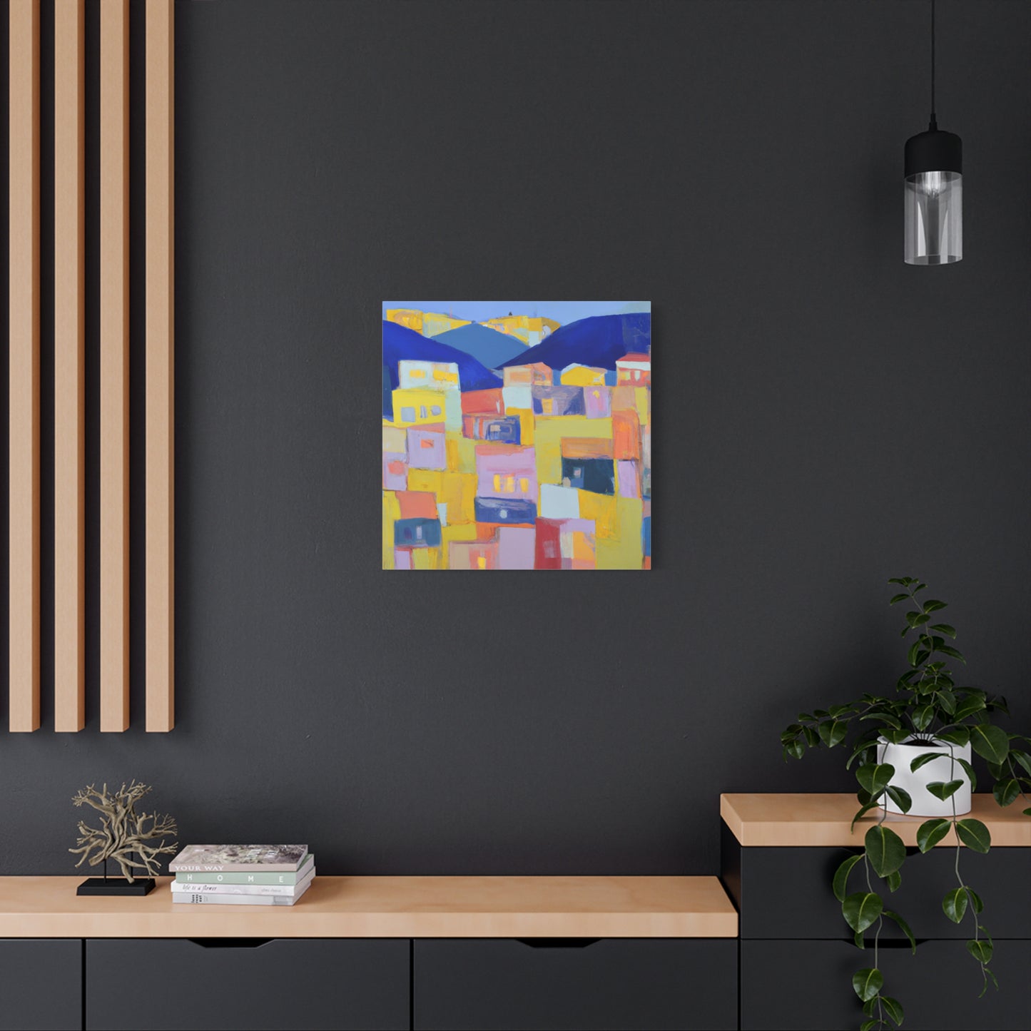 "Urban Geometry" - Framed Canvas Print Colourful Wall Art