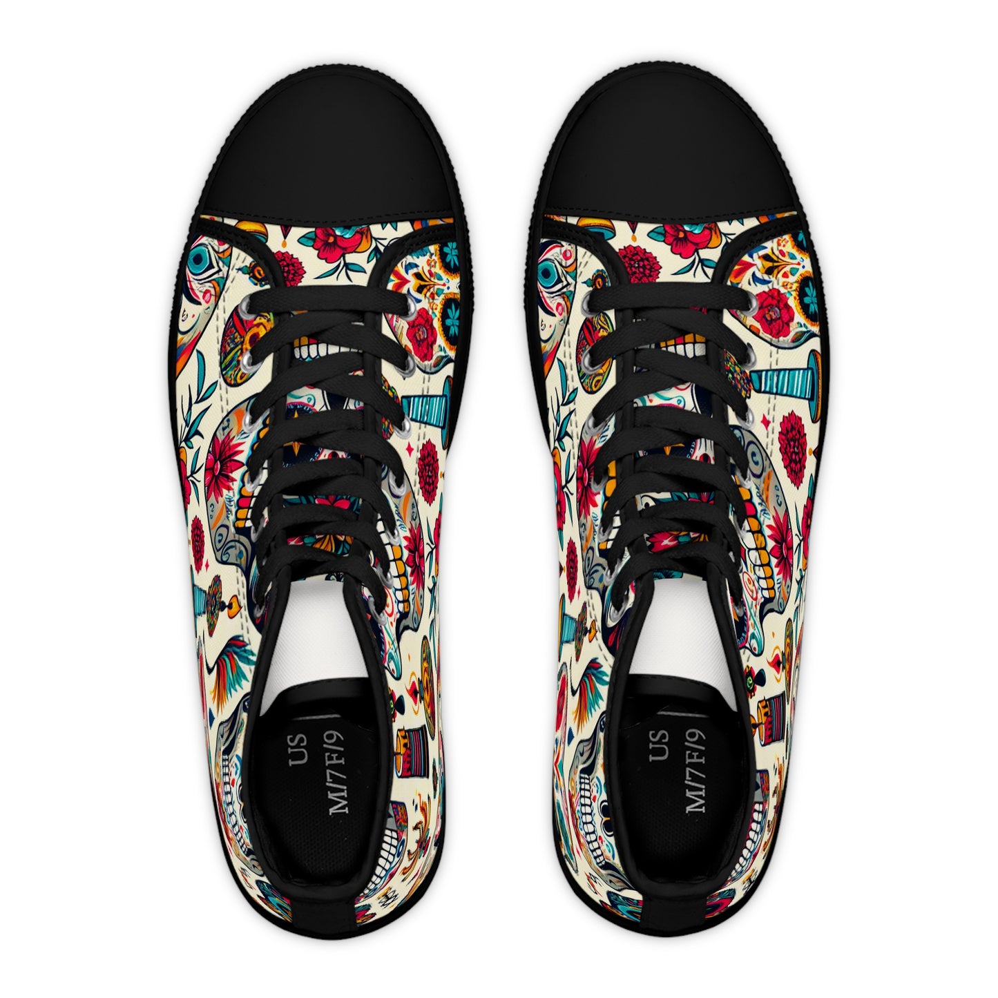 "Skull Fiesta: A Colorful Celebration of Life High-Top Sneaker - Featuring Vibrant Traditional Mexican Artistry and Dynamic Designs Perfect for Any Modern Look!"- High Top Trainers Fashion Sneakers