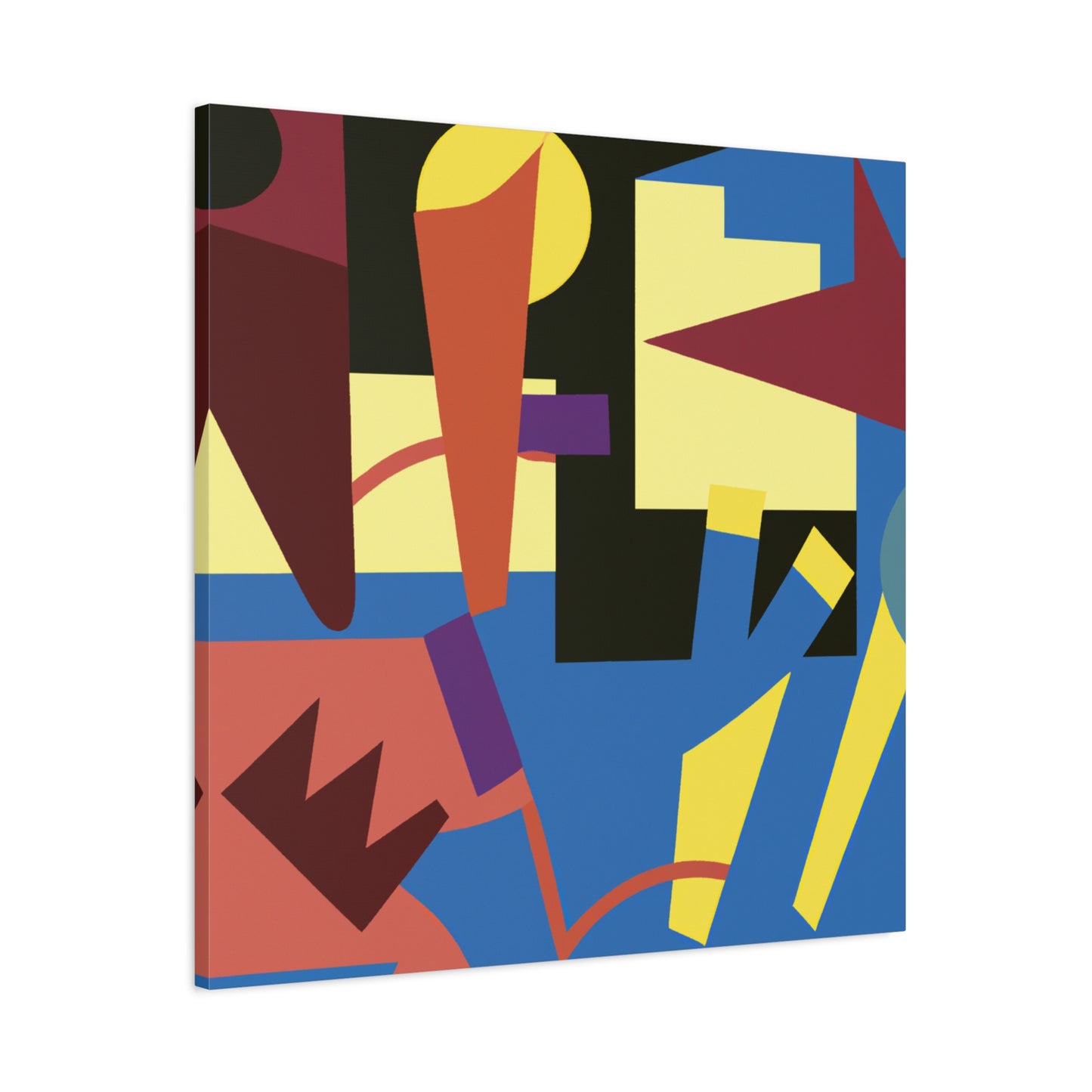 "Kandinsky's Geometry" - Framed Canvas Print Colourful Wall Art