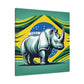 "Rinoceronte Brazil" - Framed Canvas Print Colourful Wall Art