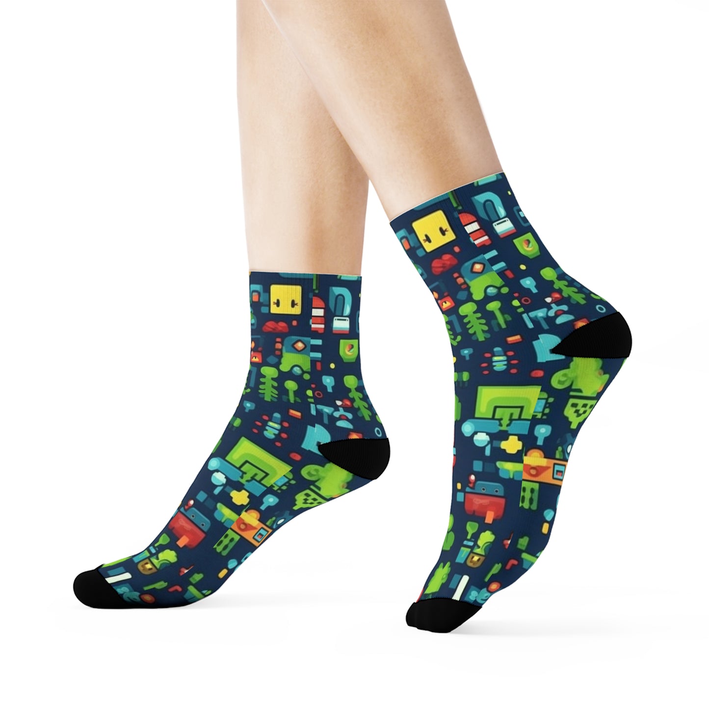 "Emoji Explosion: Trendy Crew Socks with Adorable Pattern Designs for Emoticon Lovers!" - Men and Women Crew Socks Combed Athletic Sports Casual Classic