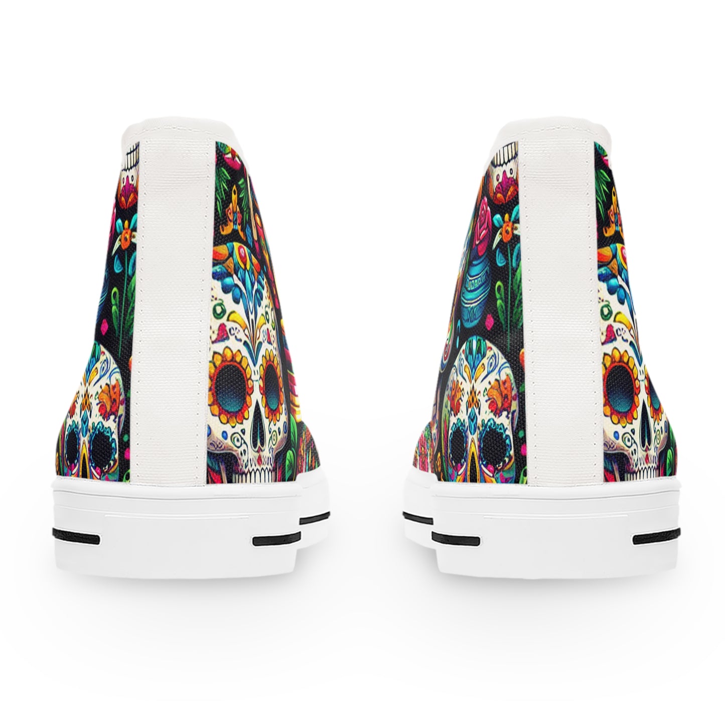 "Introducing 'Carnaval de los Muertos': The Festive High-Top Sneaker featuring a Vibrant Day of the Dead Textile Pattern. Celebrate life and culture with every- High Top Trainers Fashion Sneakers