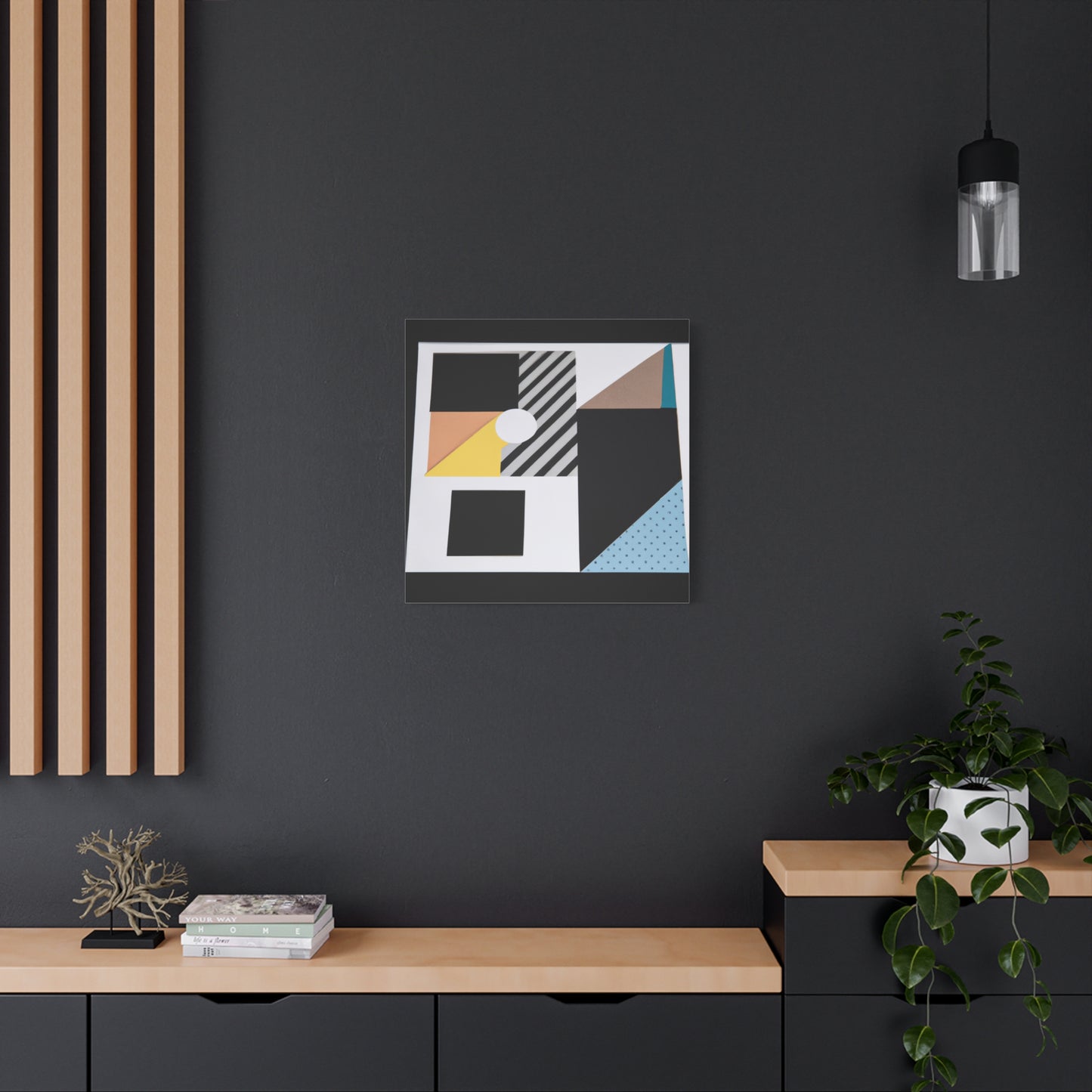 "Square Serenity" - Framed Canvas Print Colourful Wall Art
