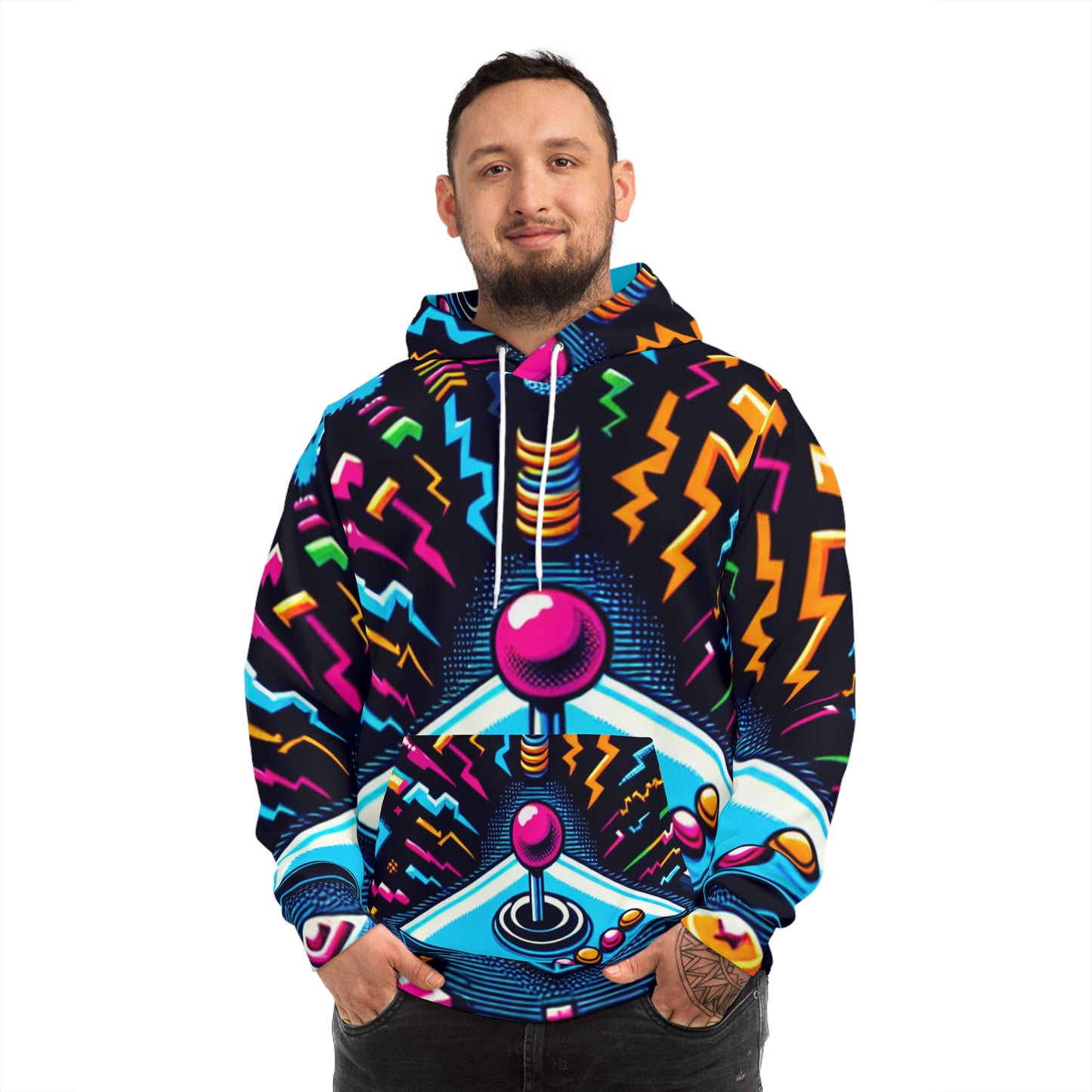 "Pixel Arcade Jacket" - Hoodies 3d Print Jumpers with Pockets Long Sleeve Sweatshirt Casual Streetwear
