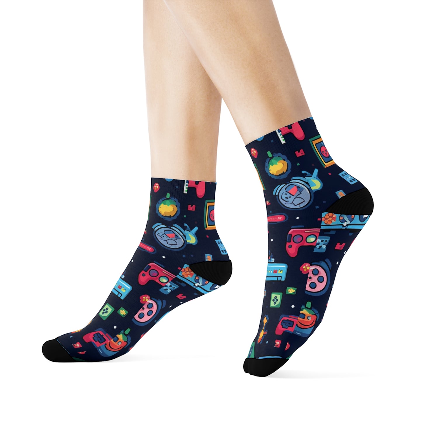 "Emojiful Crew Socks: Add a Pop of Fun to Your Step with Adorable Emoji and Patterned Designs!" - Men and Women Crew Socks Combed Athletic Sports Casual Classic