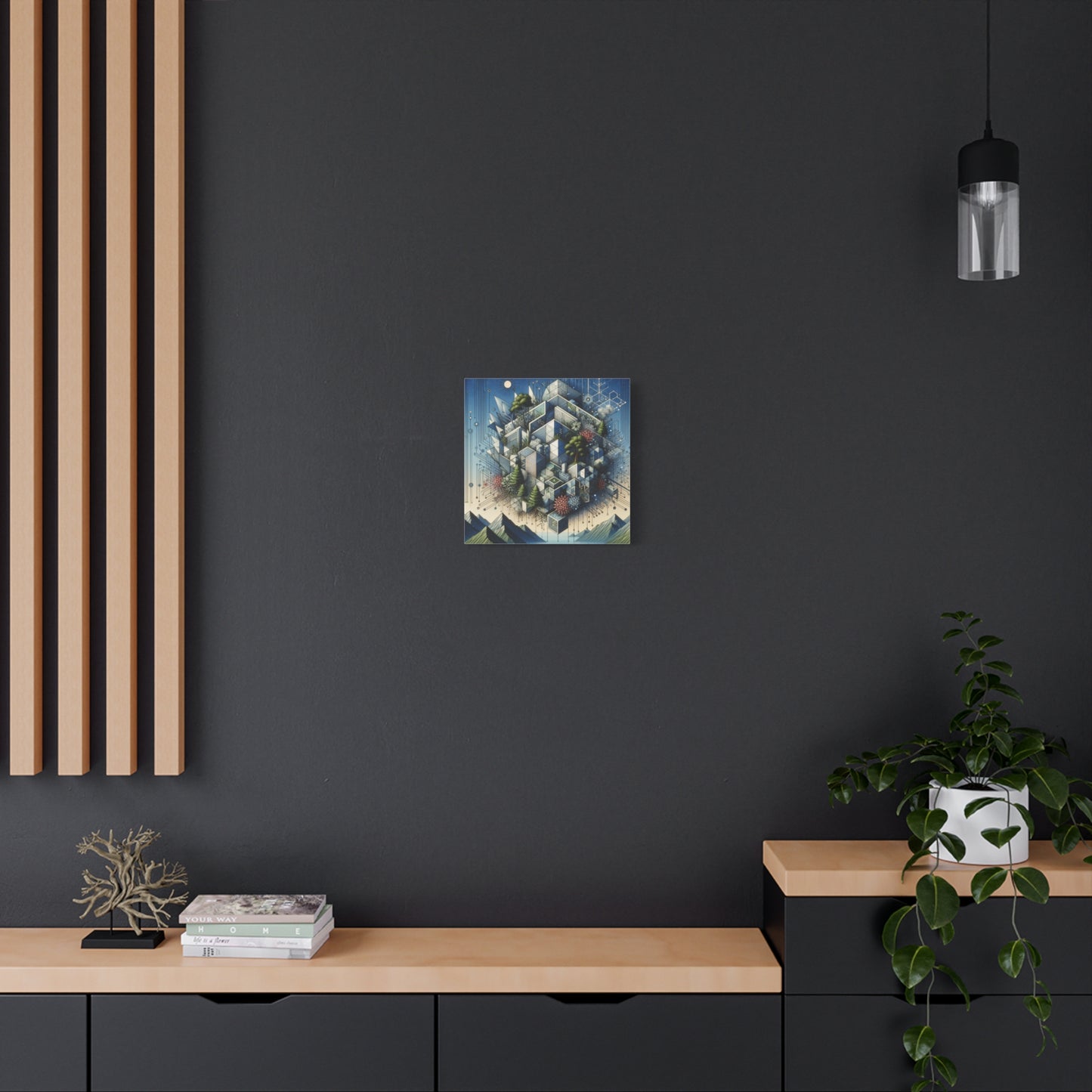 "NatureTech Fusion" - Framed Canvas Print Colourful Wall Art