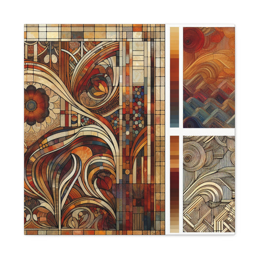 "Art Nouveau Texture Wall Print" - Framed Canvas Print Colourful Wall Art