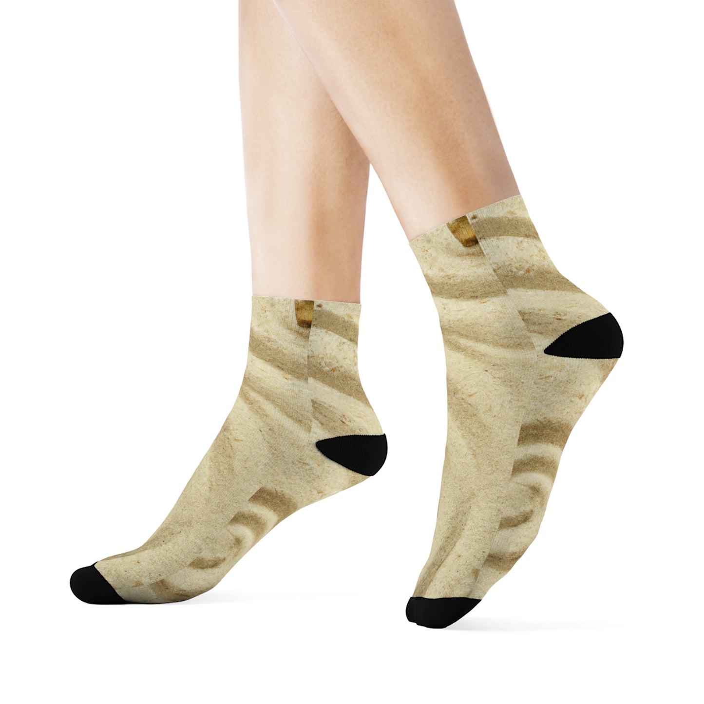 "Tranquil Soles: Zen-Inspired Crew Socks with Serene Raked Sand Patterns and Earthy Stone Motifs" - Men and Women Crew Socks Combed Athletic Sports Casual Classic