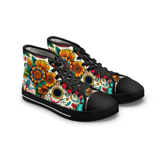 Introducing "Day of the Dead Skulltops" - A Festive Celebration of Life and Culture in Every Step!- High Top Trainers Fashion Sneakers
