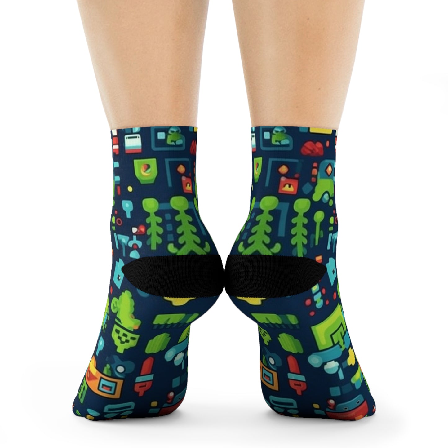 "Emoji Explosion: Trendy Crew Socks with Adorable Pattern Designs for Emoticon Lovers!" - Men and Women Crew Socks Combed Athletic Sports Casual Classic