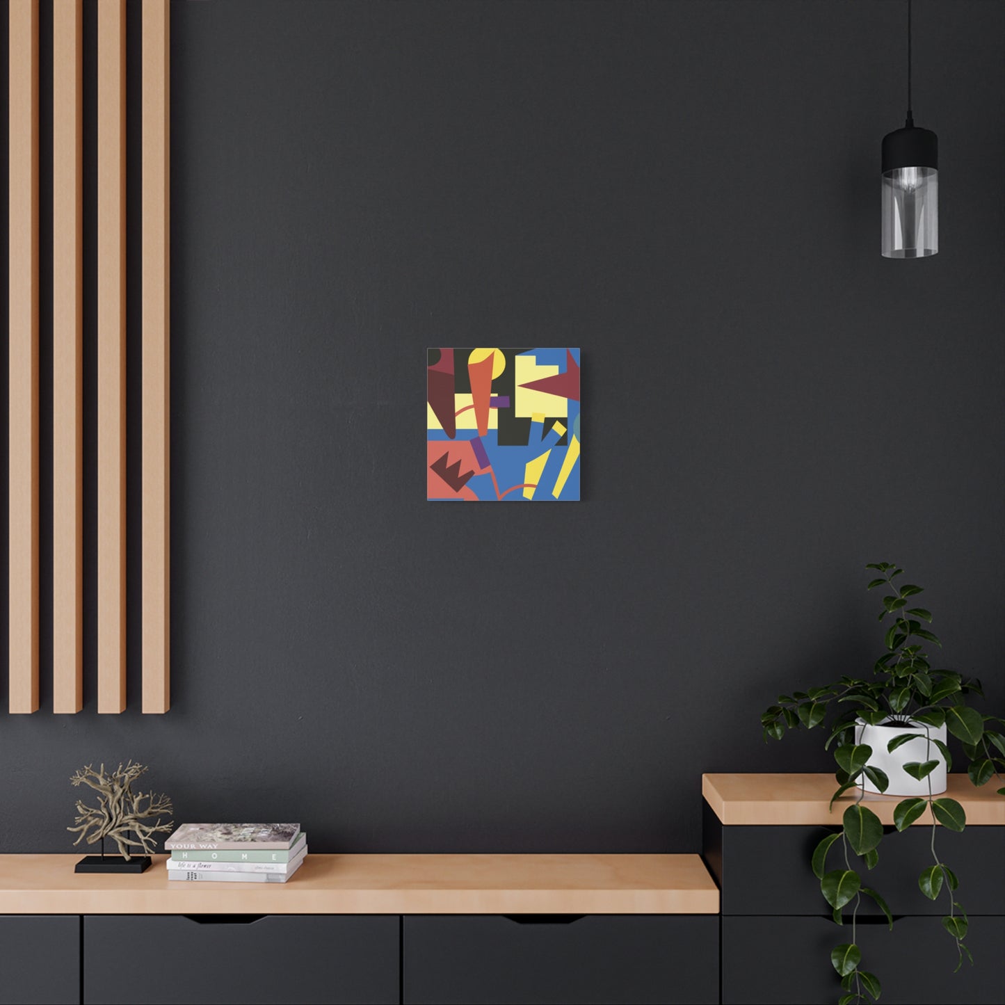 "Kandinsky's Geometry" - Framed Canvas Print Colourful Wall Art