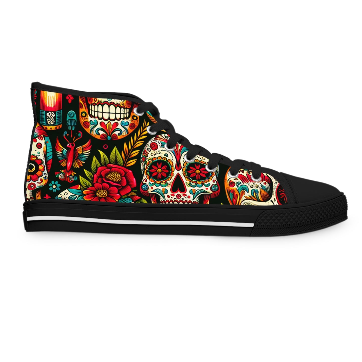 "Day of the Dead Delight High-Tops: A Vibrant Fusion of Mexican Culture and Contemporary Design"- High Top Trainers Fashion Sneakers