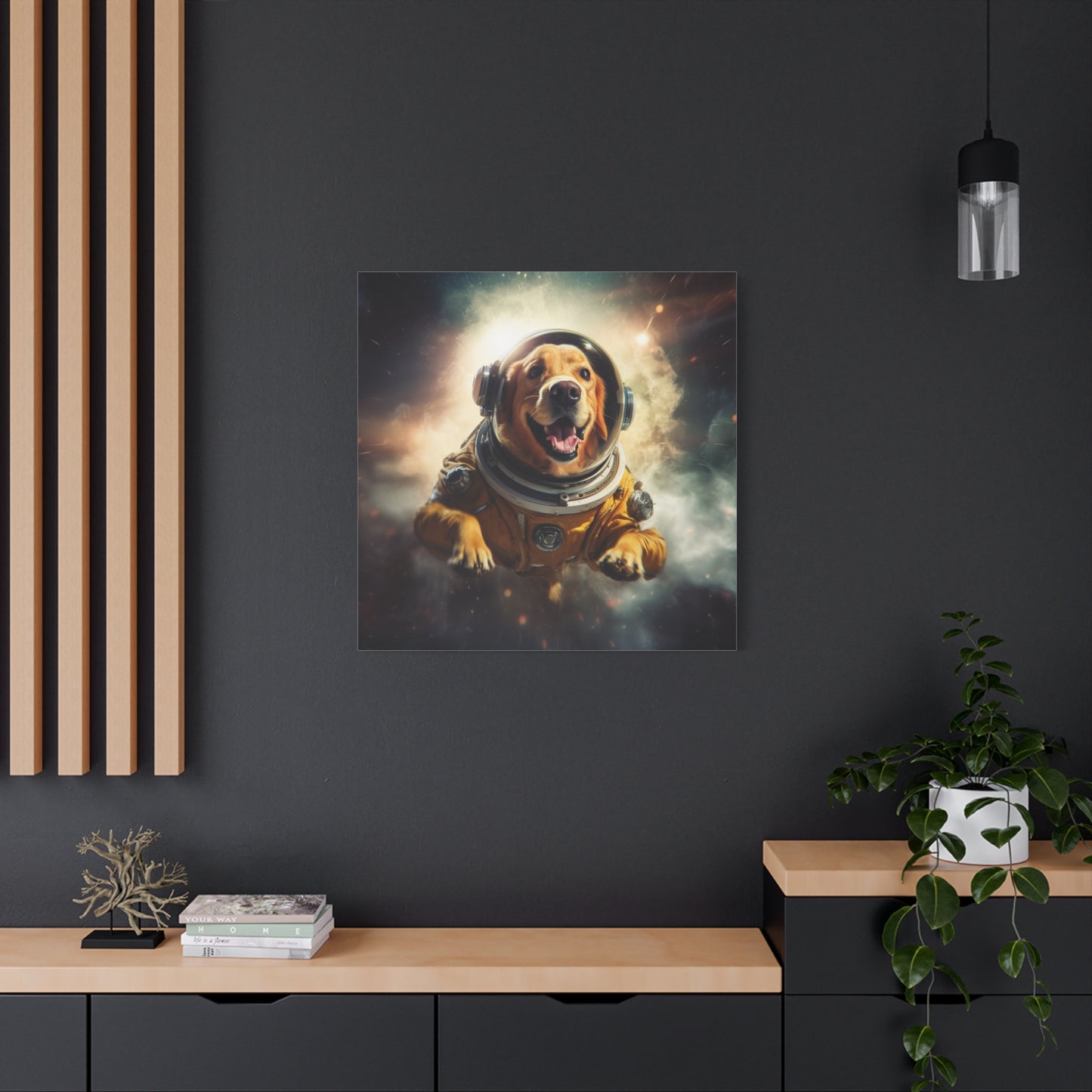 "SpacePup Art" - Framed Canvas Print Colourful Wall Art