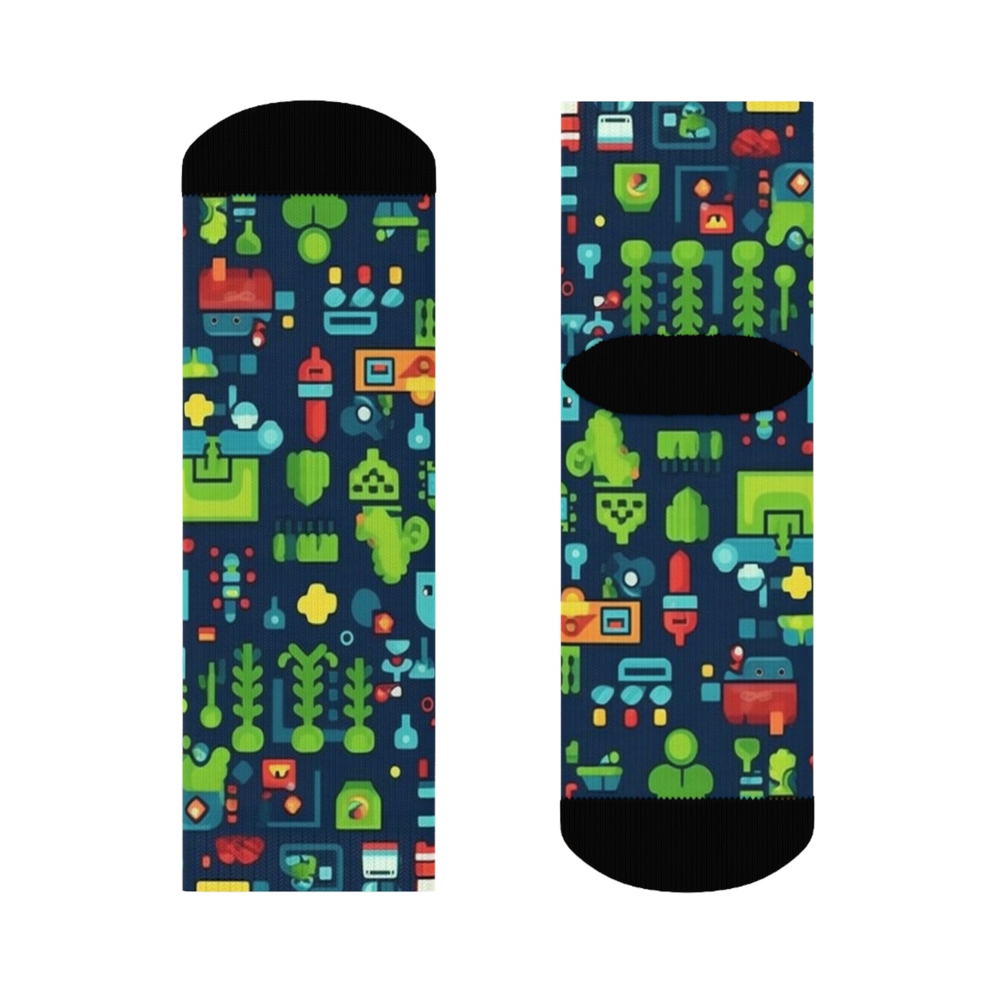 "Emoji Explosion: Trendy Crew Socks with Adorable Pattern Designs for Emoticon Lovers!" - Men and Women Crew Socks Combed Athletic Sports Casual Classic