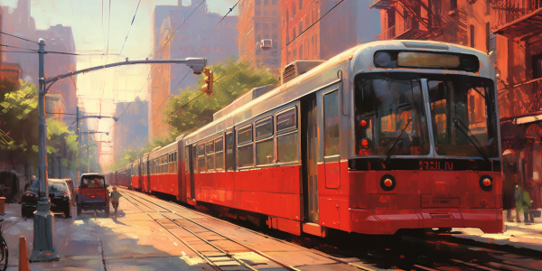Urban Locomotion - Framed 40X20 Cm / Folded Canvas