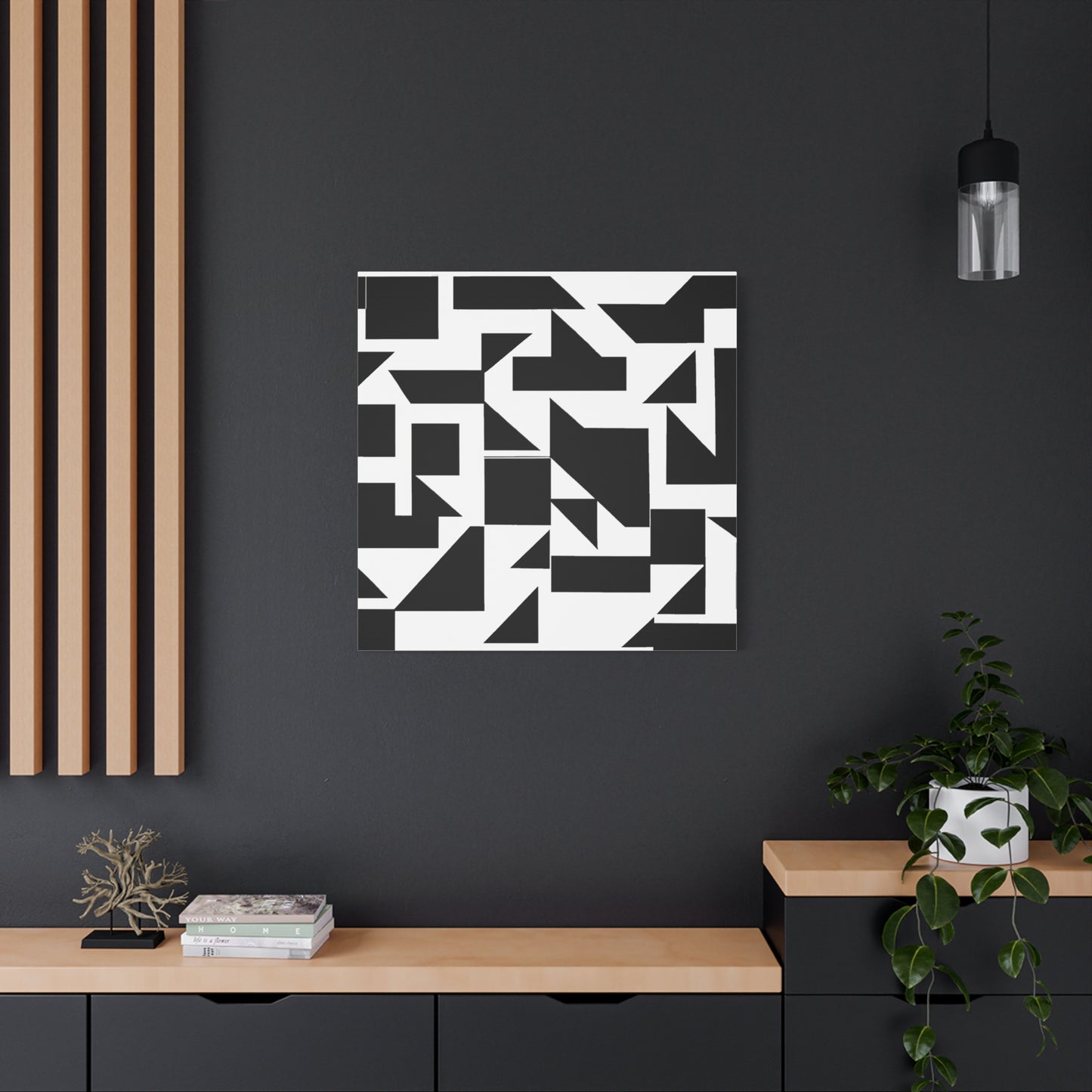 "Stijl Geometry Burst" - Framed Canvas Print Colourful Wall Art