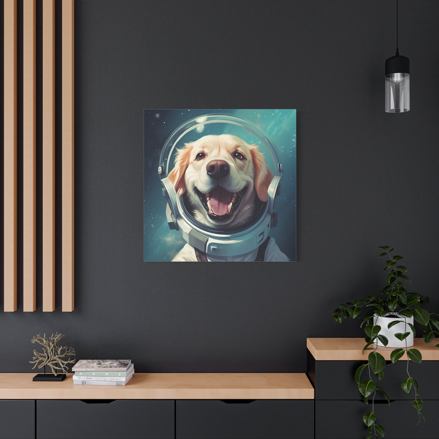 "Space Pet Print" - Framed Canvas Print Colourful Wall Art