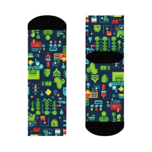 "Emoji Explosion: Trendy Crew Socks with Adorable Pattern Designs for Emoticon Lovers!" - Men and Women Crew Socks Combed Athletic Sports Casual Classic
