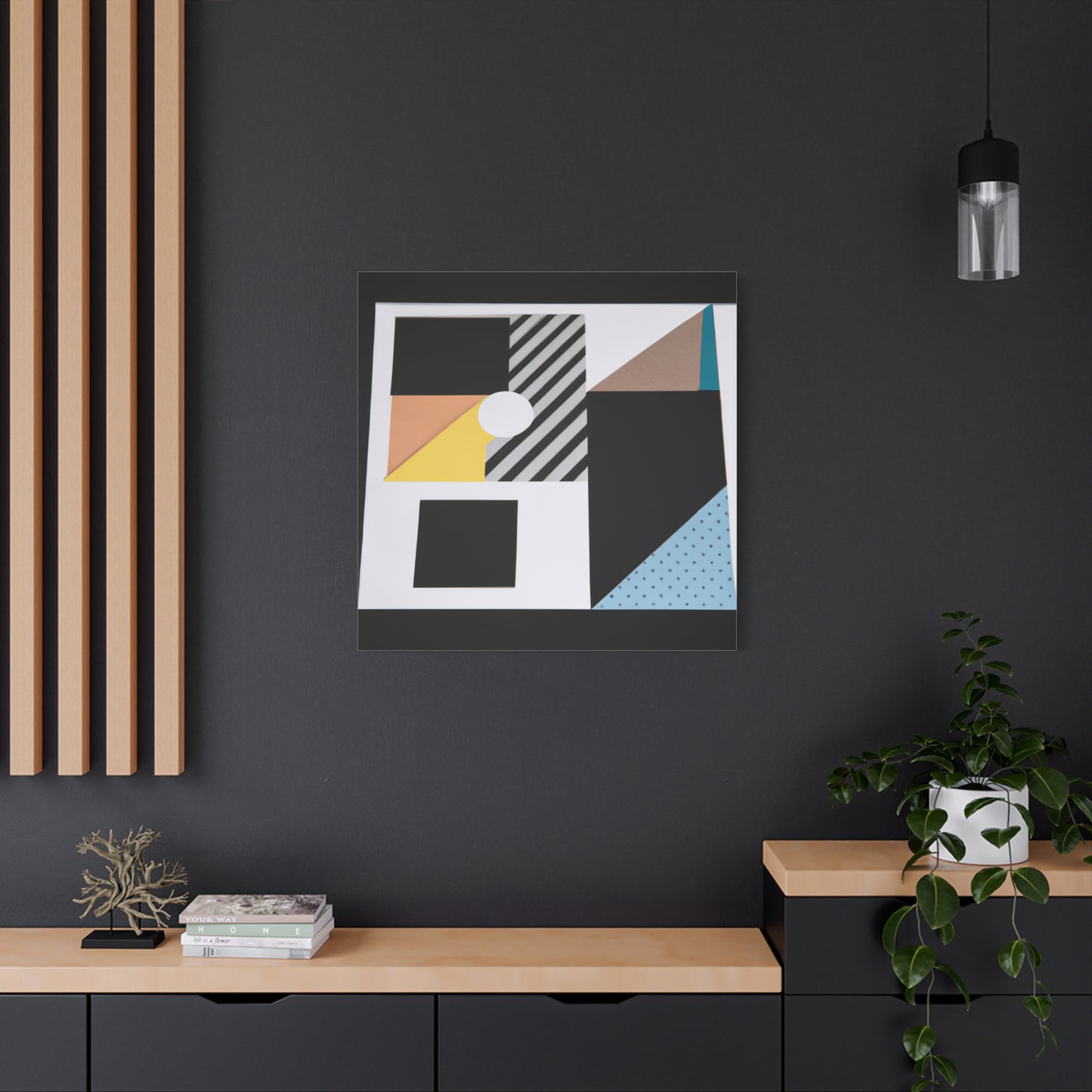 "Square Serenity" - Framed Canvas Print Colourful Wall Art