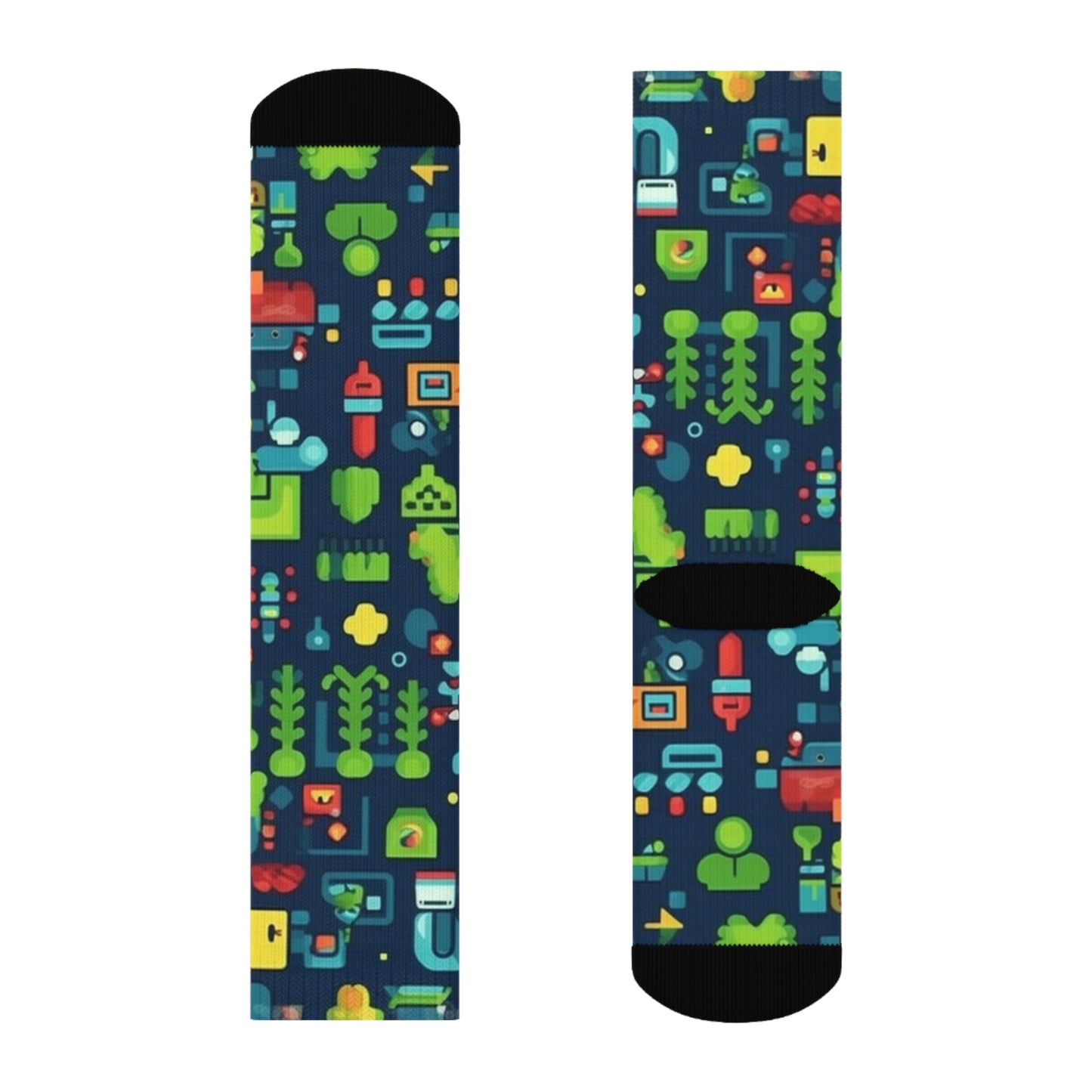 "Emoji Explosion: Trendy Crew Socks with Adorable Pattern Designs for Emoticon Lovers!" - Men and Women Crew Socks Combed Athletic Sports Casual Classic