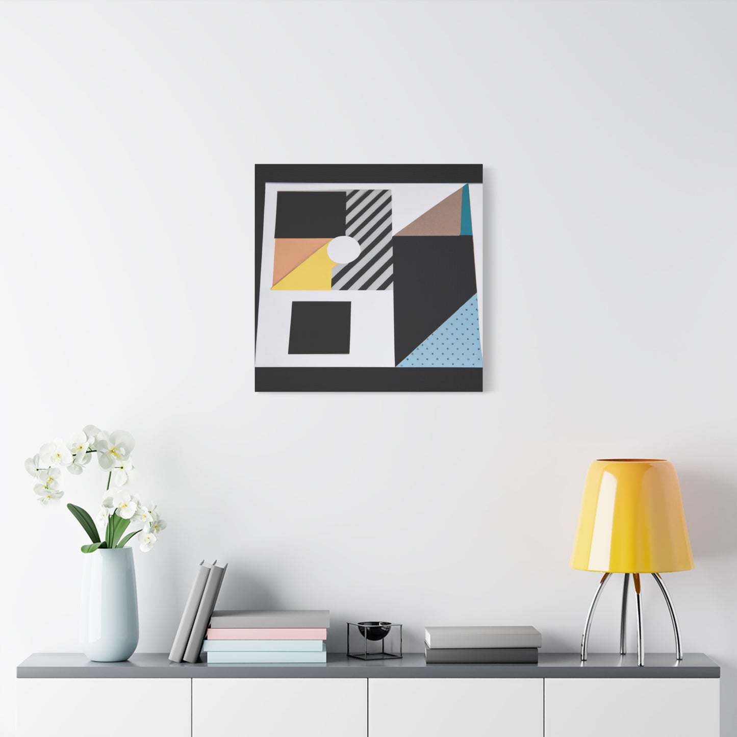 "Square Serenity" - Framed Canvas Print Colourful Wall Art