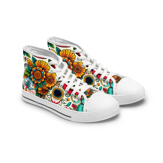 Introducing "Day of the Dead Skulltops" - A Festive Celebration of Life and Culture in Every Step!- High Top Trainers Fashion Sneakers