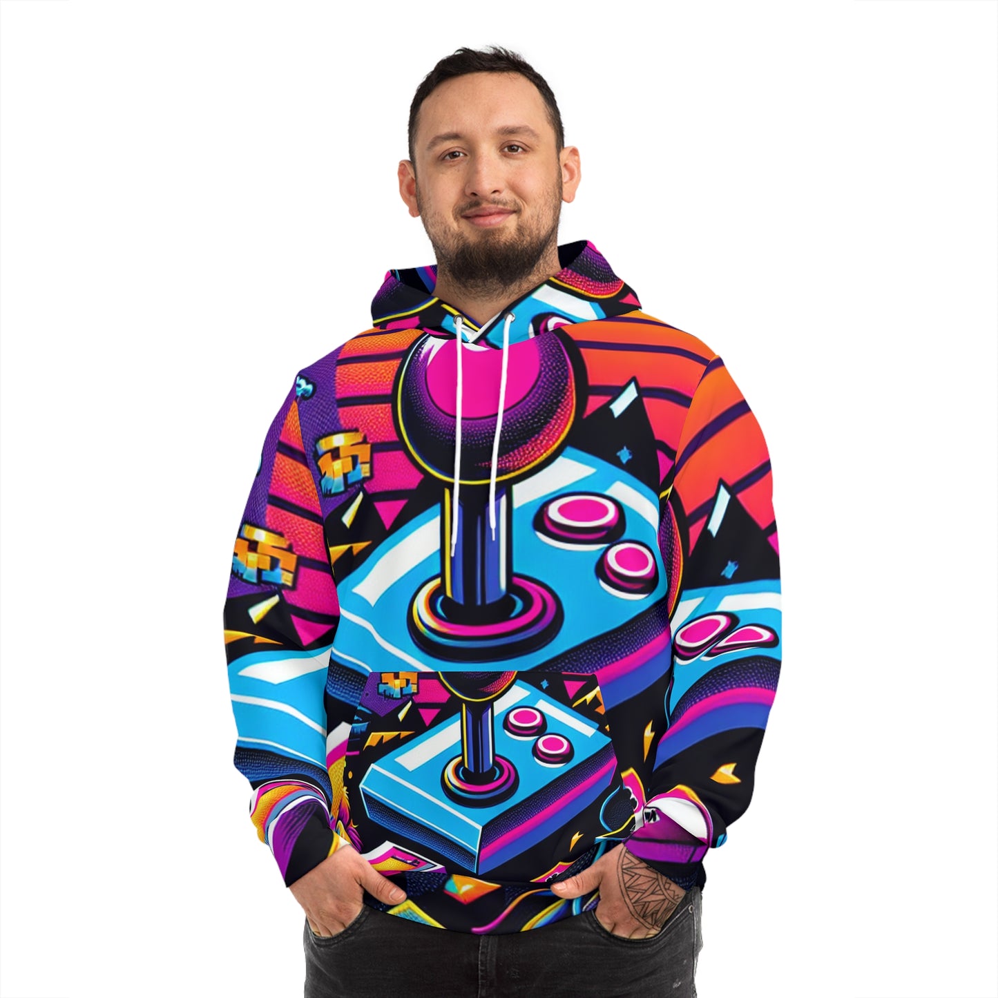 "Retro Arcade Coat" - Hoodies 3d Print Jumpers with Pockets Long Sleeve Sweatshirt Casual Streetwear