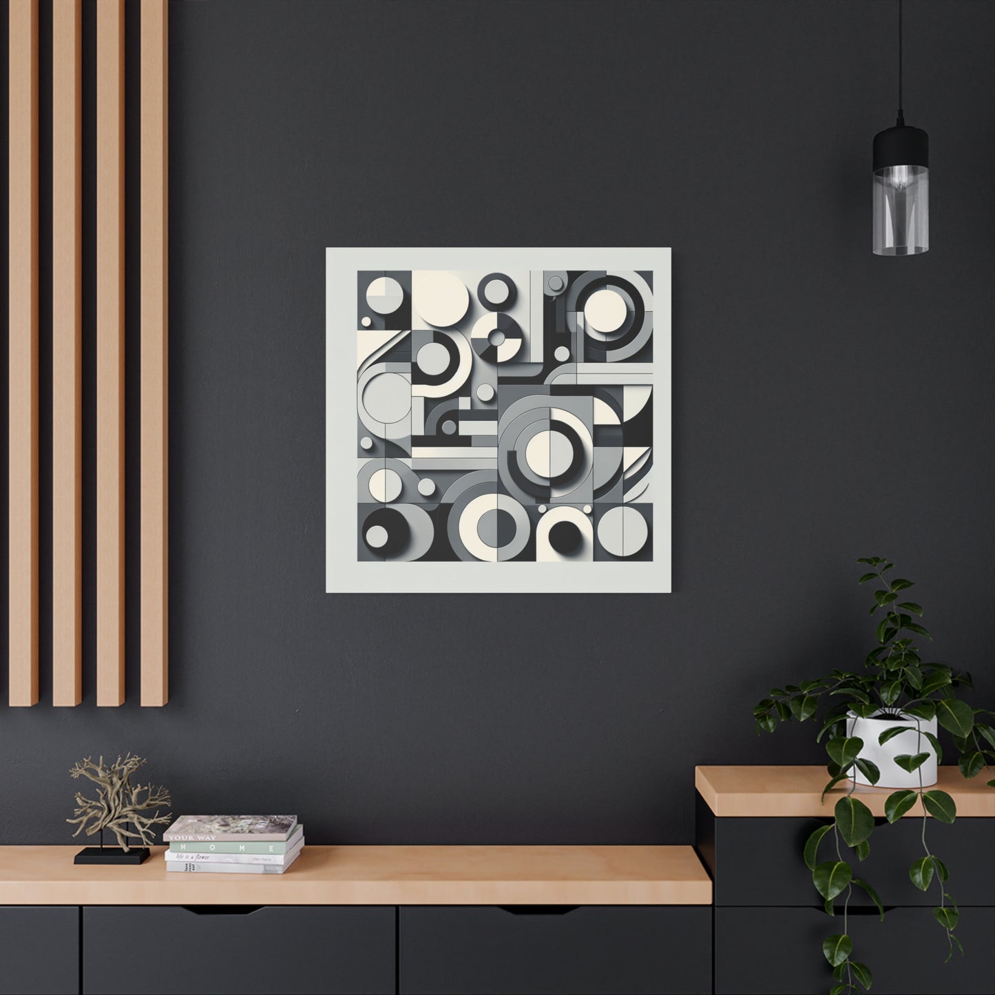 "Gray Geometry Art" - Framed Canvas Print Colourful Wall Art