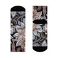 "Temple Treasures: Lotus Blossom Crew Socks with Balinese Stone Carving Print" - Men and Women Crew Socks Combed Athletic Sports Casual Classic