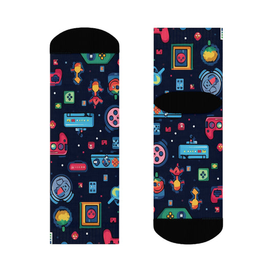 "Emojiful Crew Socks: Add a Pop of Fun to Your Step with Adorable Emoji and Patterned Designs!" - Men and Women Crew Socks Combed Athletic Sports Casual Classic