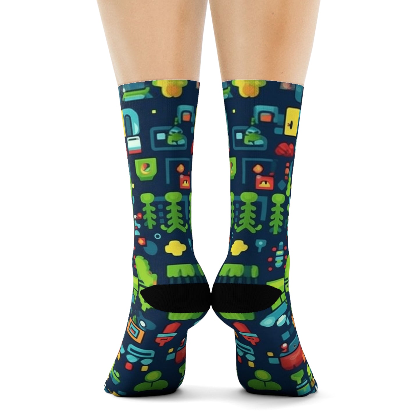 "Emoji Explosion: Trendy Crew Socks with Adorable Pattern Designs for Emoticon Lovers!" - Men and Women Crew Socks Combed Athletic Sports Casual Classic