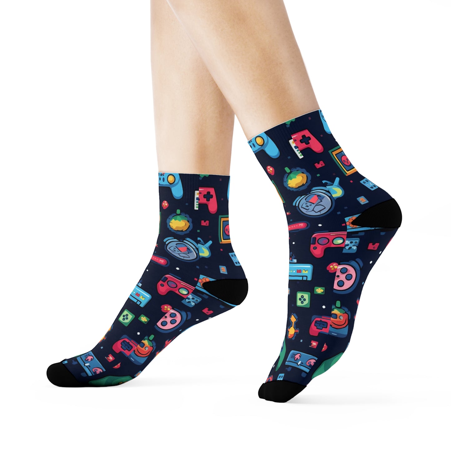 "Emojiful Crew Socks: Add a Pop of Fun to Your Step with Adorable Emoji and Patterned Designs!" - Men and Women Crew Socks Combed Athletic Sports Casual Classic