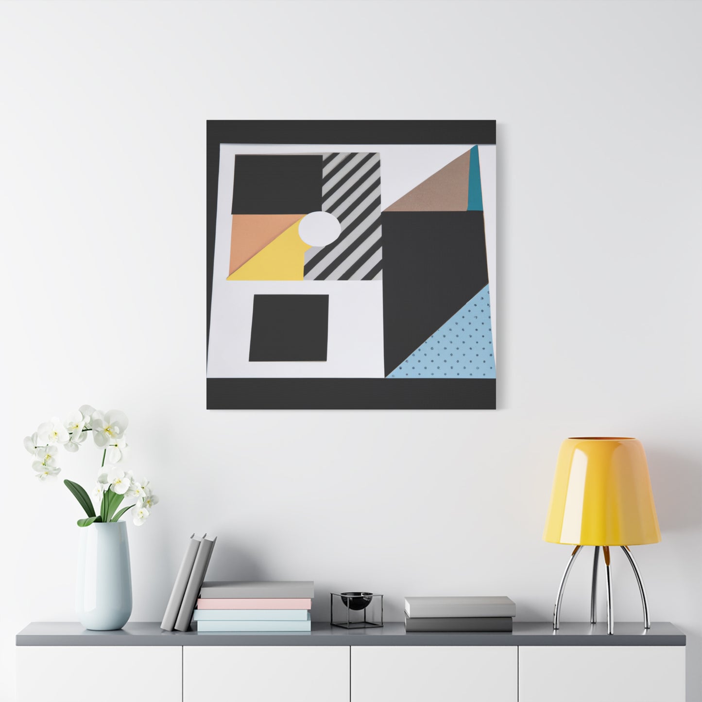 "Square Serenity" - Framed Canvas Print Colourful Wall Art