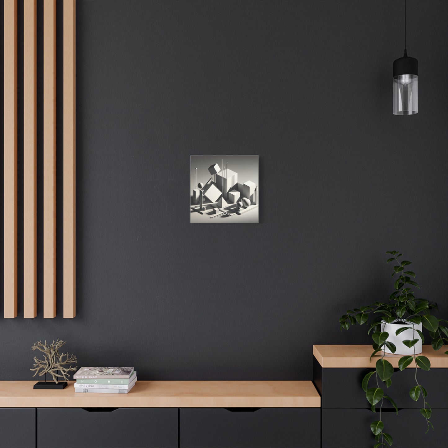 "Geometric Precision" - Framed Canvas Print Colourful Wall Art