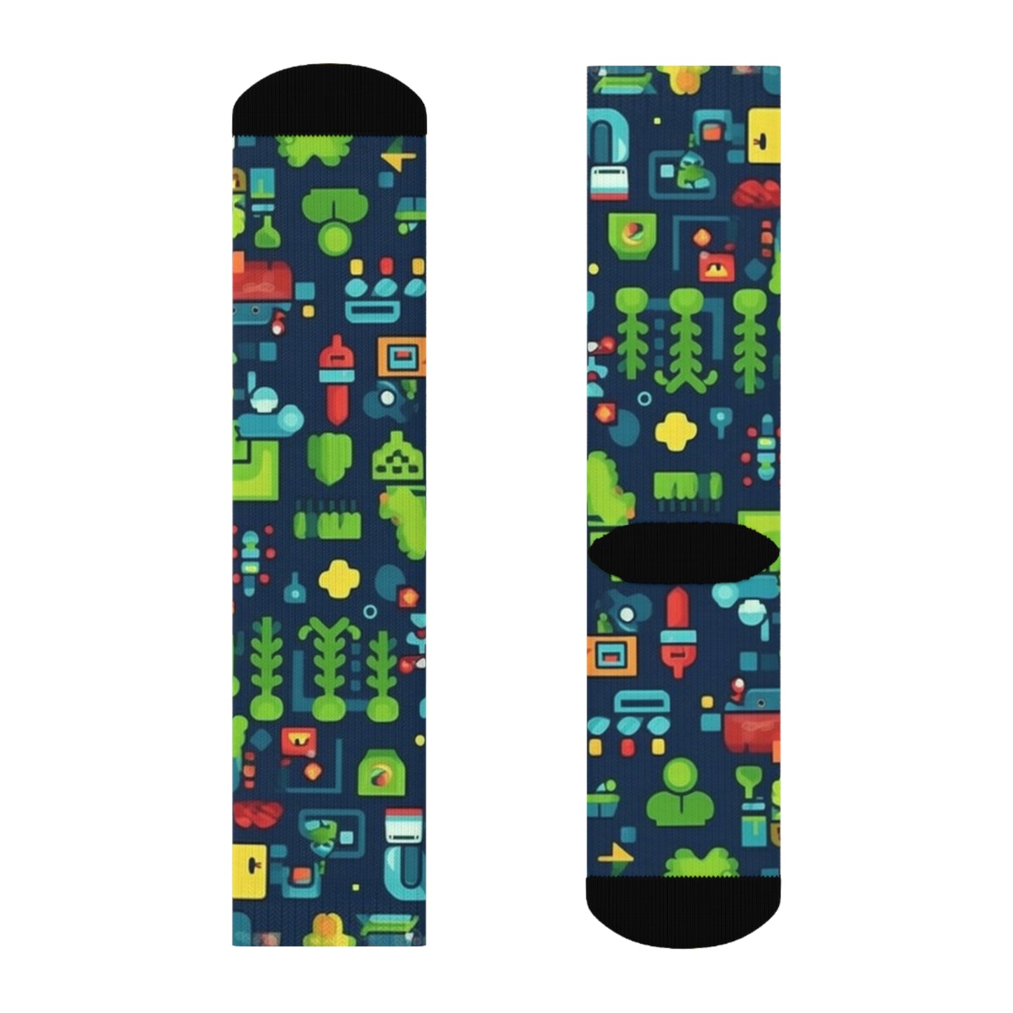 "Emoji Explosion: Trendy Crew Socks with Adorable Pattern Designs for Emoticon Lovers!" - Men and Women Crew Socks Combed Athletic Sports Casual Classic